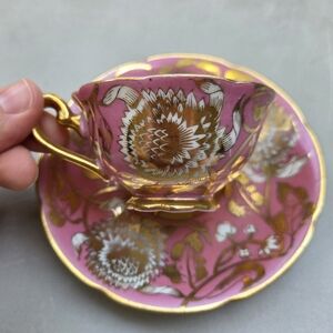 Norcrest Pink And Gold Vintage Floral Tea/Demitasse Cup & Saucer Numbered 3/627